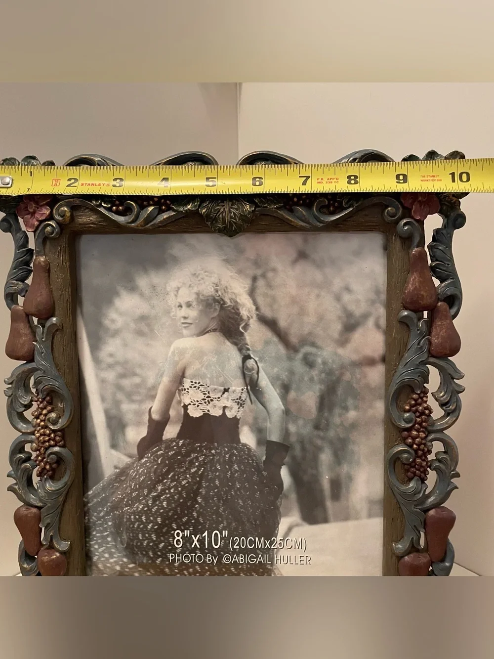 8x10 Photo Frame Fruit And Floral Cast Resin Art Nouveau